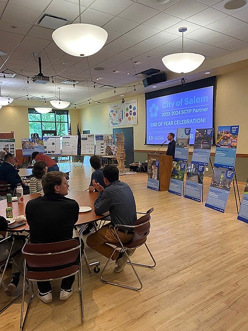 Marc Schlossberg speaks at Salem End of Year Event