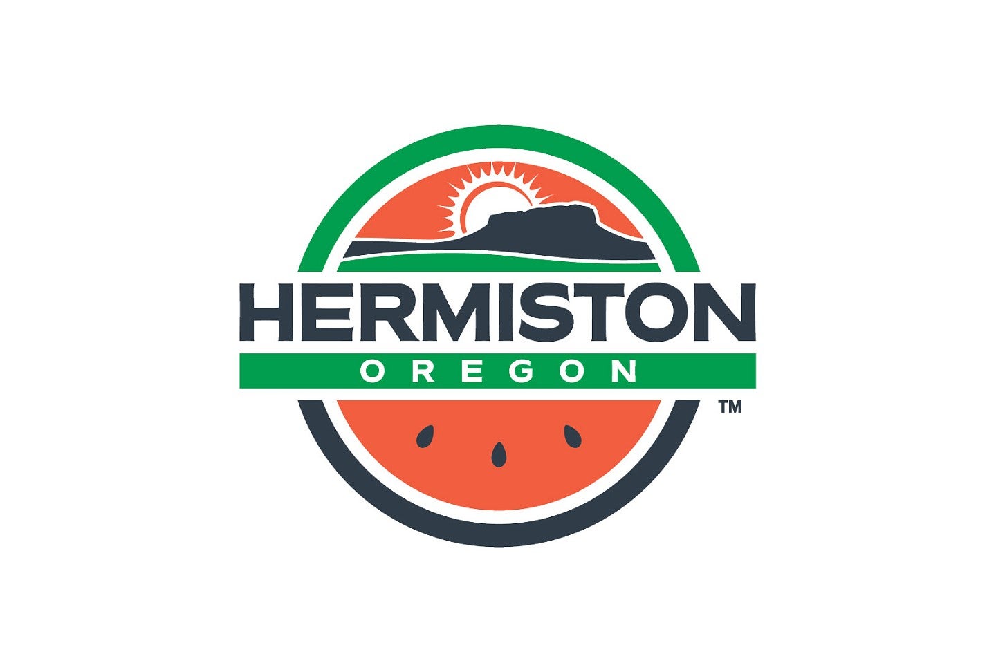 Hermiston logo in green, red, and grey