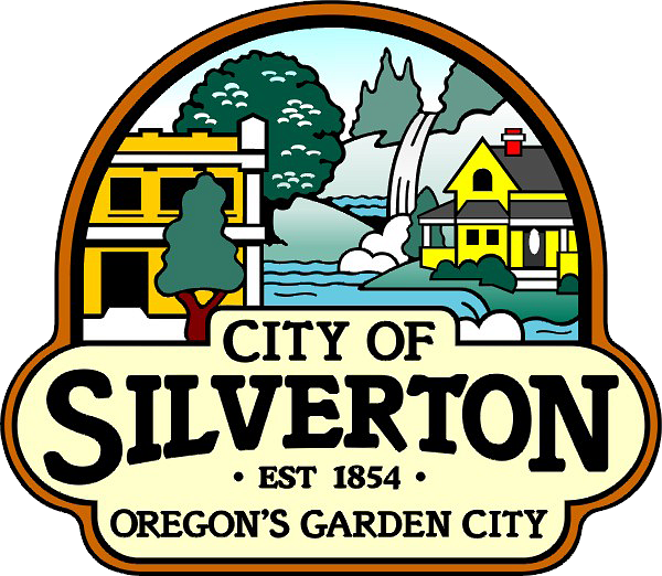 Silverton logo with houses and a waterfall