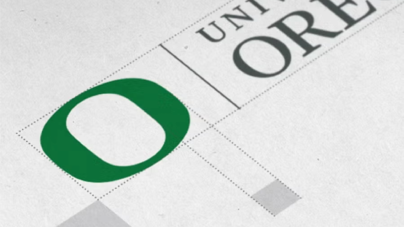 University of Oregon logo with alignment guides